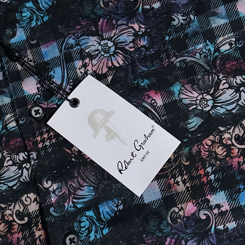 Robert Graham Men's Size 2XL Classic Fit Black Floral Long Sleeve Shirt XXL $238